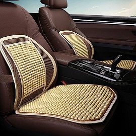 Lót hạt ghế ô tô chất liệu gỗ tự nhiên màu kem